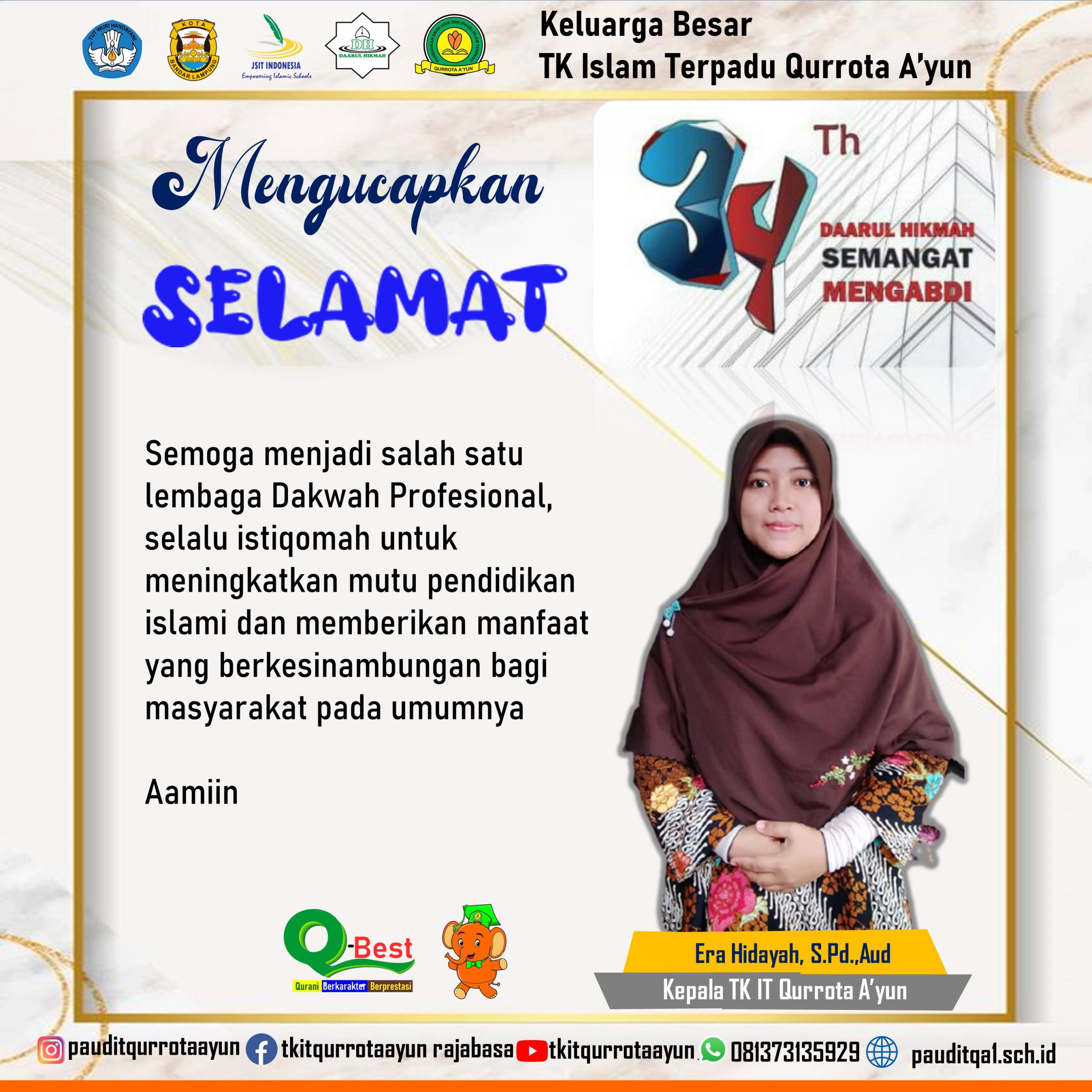 PERSEMBAHAN VIDIO MILAD YDHRL TER-BAIK DARI KBM TK Islam Terpadu Qurrota A’yun Rajabasa Kota Bandar Lampung